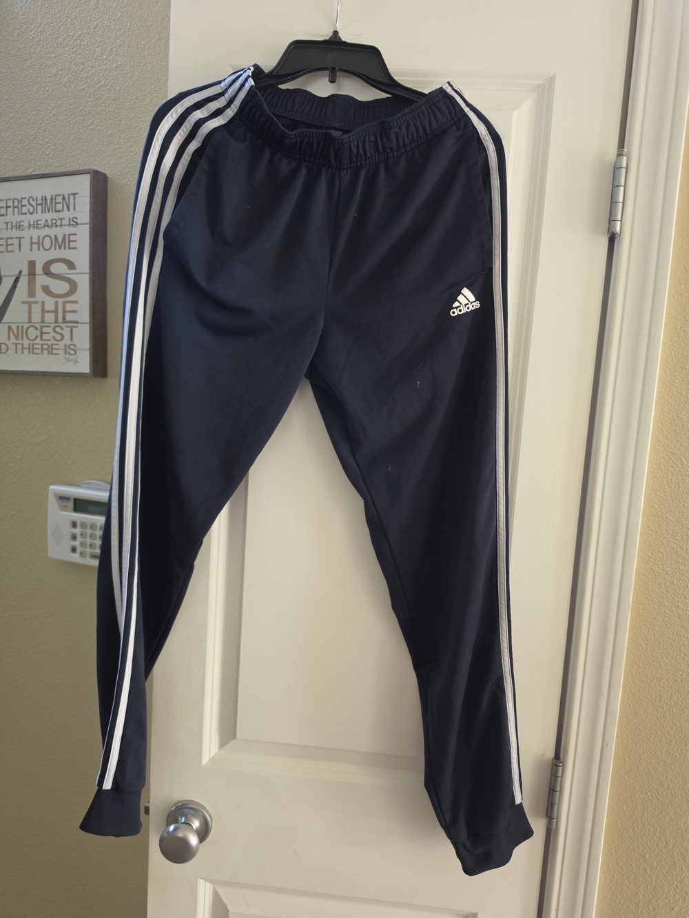 adidas Navy and White Three-Stripe Kids Joggers